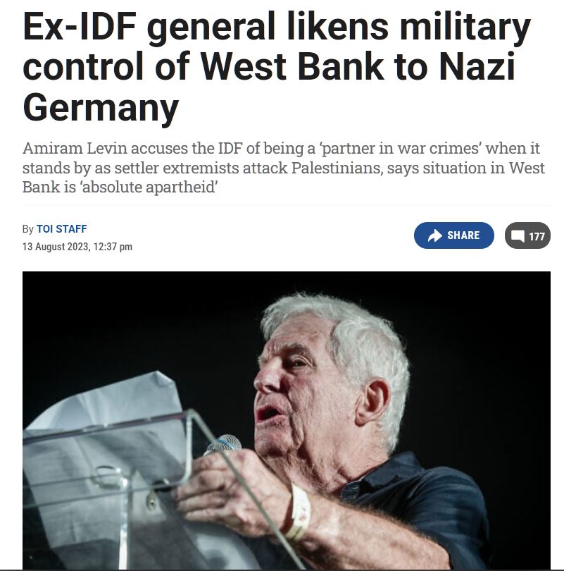 zoolooy's tweet photo. @hippyygoat Not just Vanessa Redgrave; 
even former #IDF Generals see the pararallels between Nazism and Zionism... in 2016 and #beforeOct7 !

#ZionismIsFascism https://t.co/n6vFh0NVVN