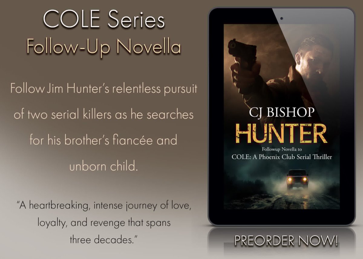 HMWolfe3's tweet photo. NOW LIVE!!

HUNTER: Follow-Up to COLE series
https://t.co/IZDSpMs5a6

Read the COLE series here:

https://t.co/dcScou9tKf

They took everything from me—my brother, my guardian angel, my best friend. I’m not a killer by nature… but I’m a quick learner. https://t.co/OWTkJBHcnx