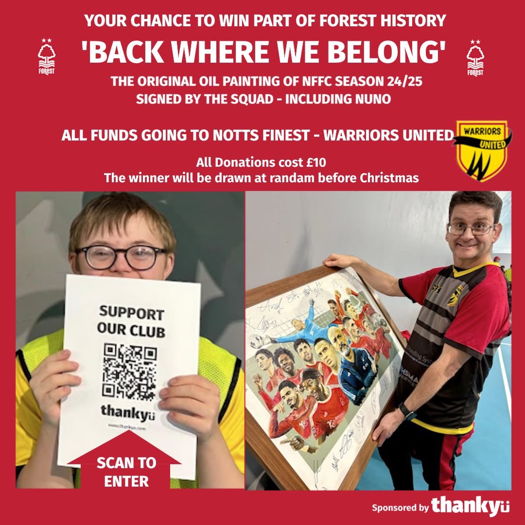 Masteroftheshed's tweet photo. Chance to own original artwork signed by forest squad from last year including Nuno whilst supporting excellent cause. #NFFC https://t.co/xv30B8ufbL