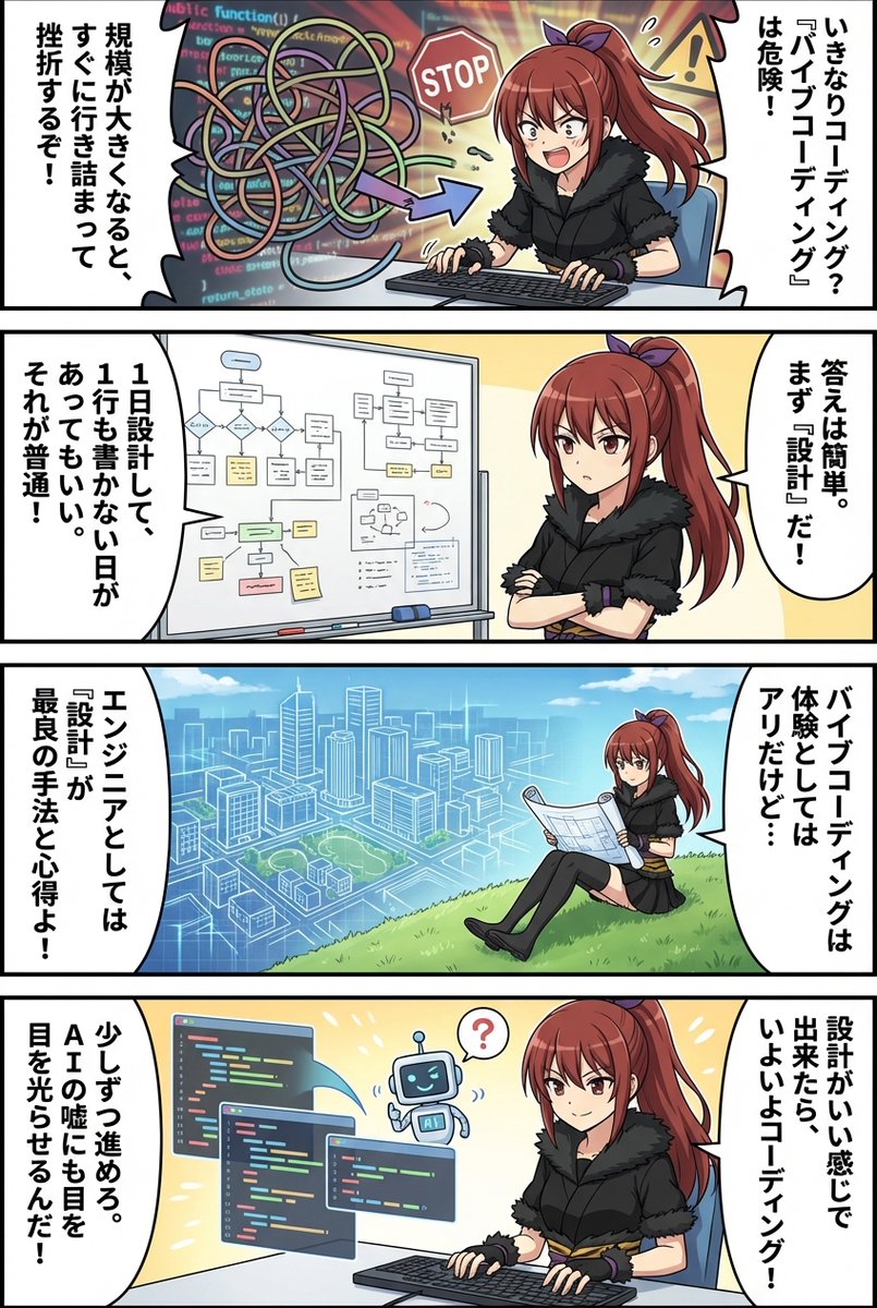 kabuco_h's tweet image. 【バイブコーディングは危険！】の巻

#ThumbnailCreator でポン出しでこのマンガできるの、凄すぎます👀✨️
紫苑ちゃんカワイイ☺️
#CryptoNinja #紫苑 #バイブコーディング #NanoBananaPro