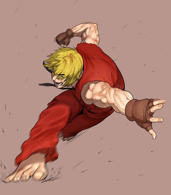 ストリートファイターのケン ホントは拳とかに炎纏わせたかったけど光源とかまだよくわかってないから諦めた #ケン #ストリートファイター #格ゲーキャラ描こうぜ 