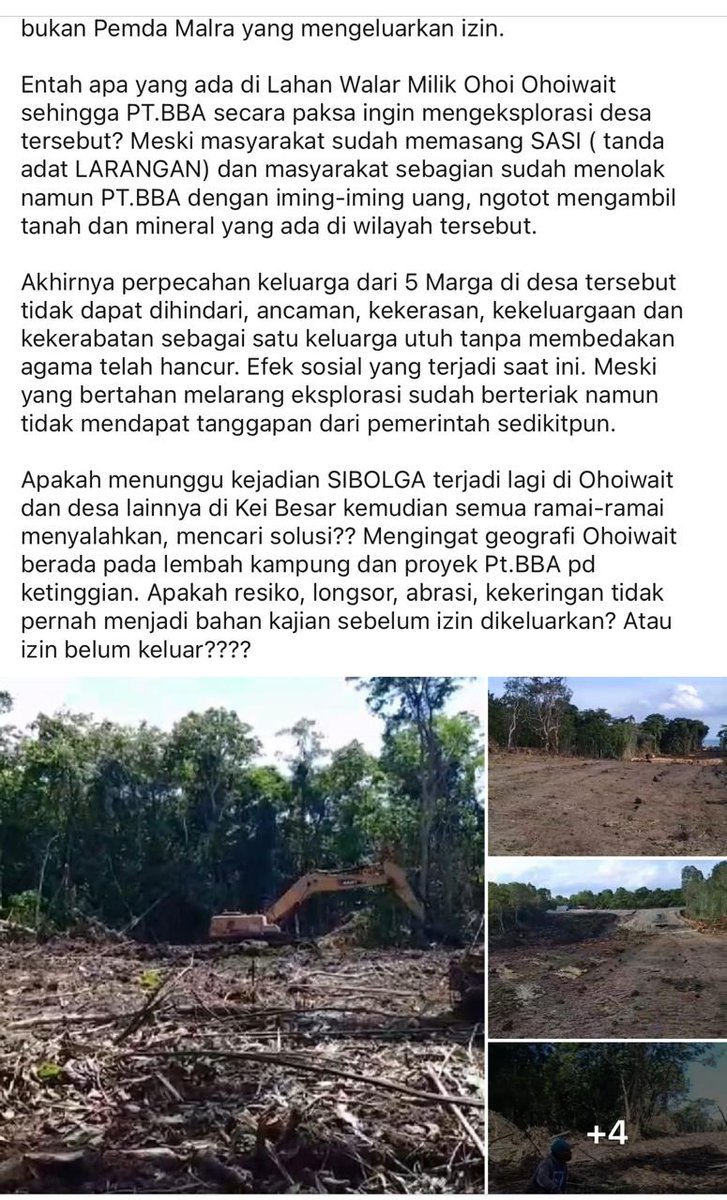 Harap untuk menjadi perhatian khusus Bpk. Presiden <a href="/prabowo/">Prabowo Subianto</a> sebelum wilayah kei besar Desa Ohoiwait atau masyarakat adat setempat mengalami bencana alam. #viral2025 #savedesaohoiwait #Tolak #TolakPTBatulicinBetonAspal #fypviraltwitter #mluku #kabupatenmalukutenggara