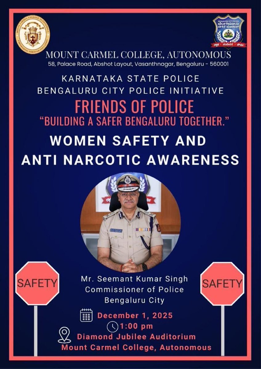 As Commissioner of Police, Bengaluru City, I’m proud to announce:

Tomorrow, 1st December 2025 – One Day. One Mission.  

Under FRIENDS OF POLICE, 800+ Bengaluru City Police officers will visit 1250+ schools &amp; colleges and directly interacting with over 2.5 lakh students across