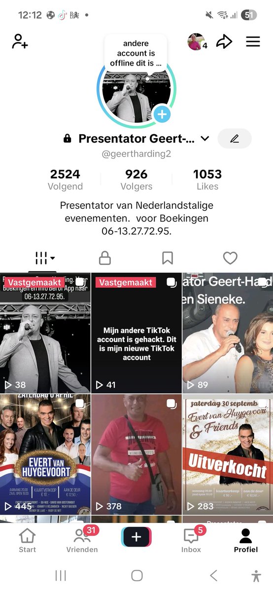 Nieuw TikTok Account.  Voeg me toe.