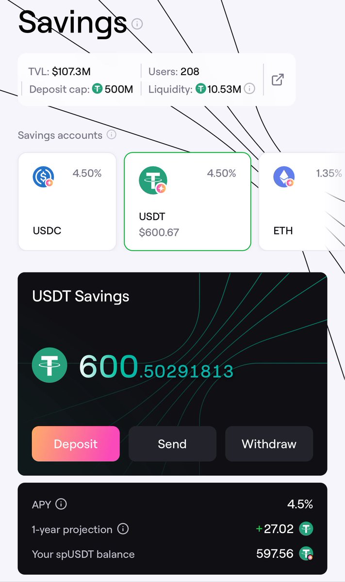 📈 <a href="/hashport_io/">【公式】HashPort｜HashPort Wallet</a> × DeFi 運用実績公開✨
JPYCからUSDTに変えて、Sparkで“お金に働いてもらう”運用を始めてます🤝

✔ HashPort経由で簡単にUSDTへ
✔ SparkのUSDT SavingsはAPY 4.5%
✔ 600 USDT預けて着実に増加中…🚀

日本🇯🇵の銀行よりもずっと効率いい世界が、もうスマホの中にあります😌