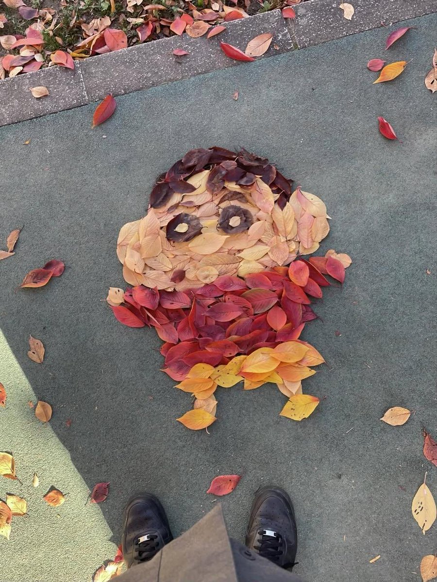 MinForLanguages's tweet image. Made from fallen leaves