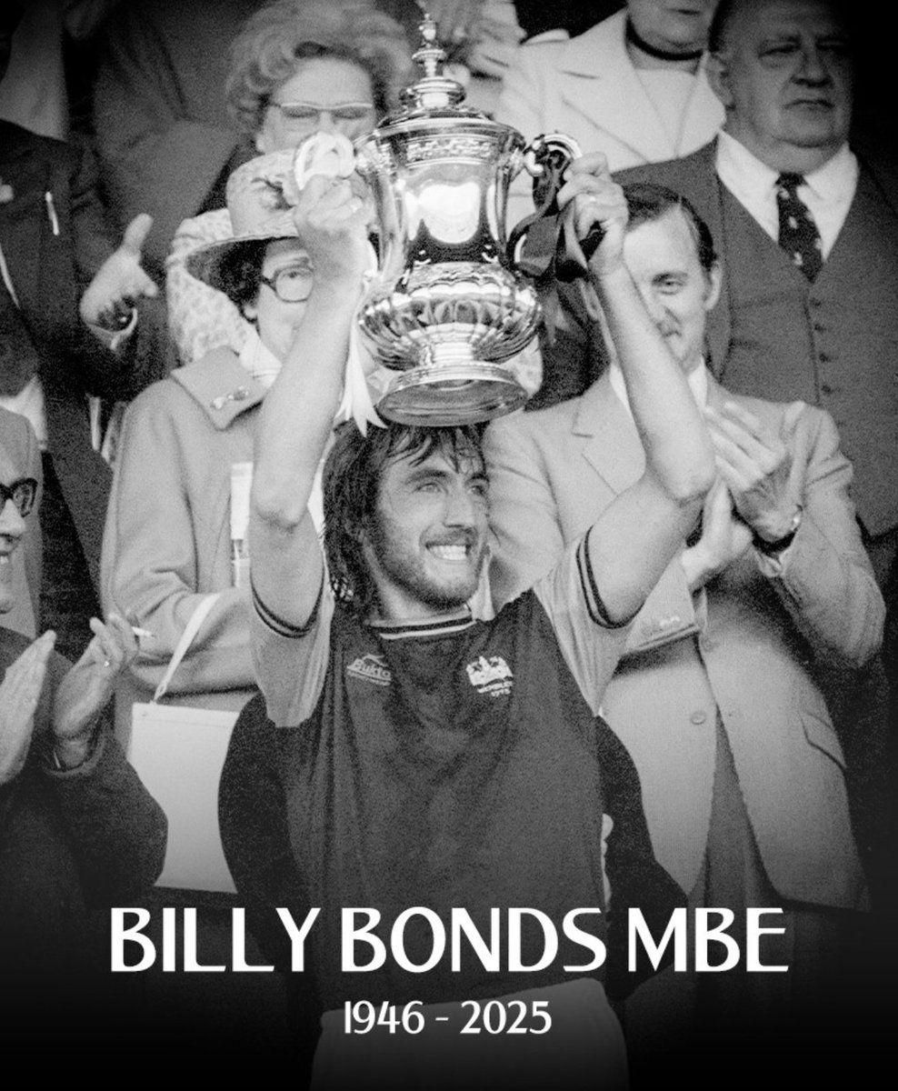 Awful news. A true legend of the club. One of our own. RIP Billy Bonds ❤️⚒️

6 foot 2, eyes are blue….