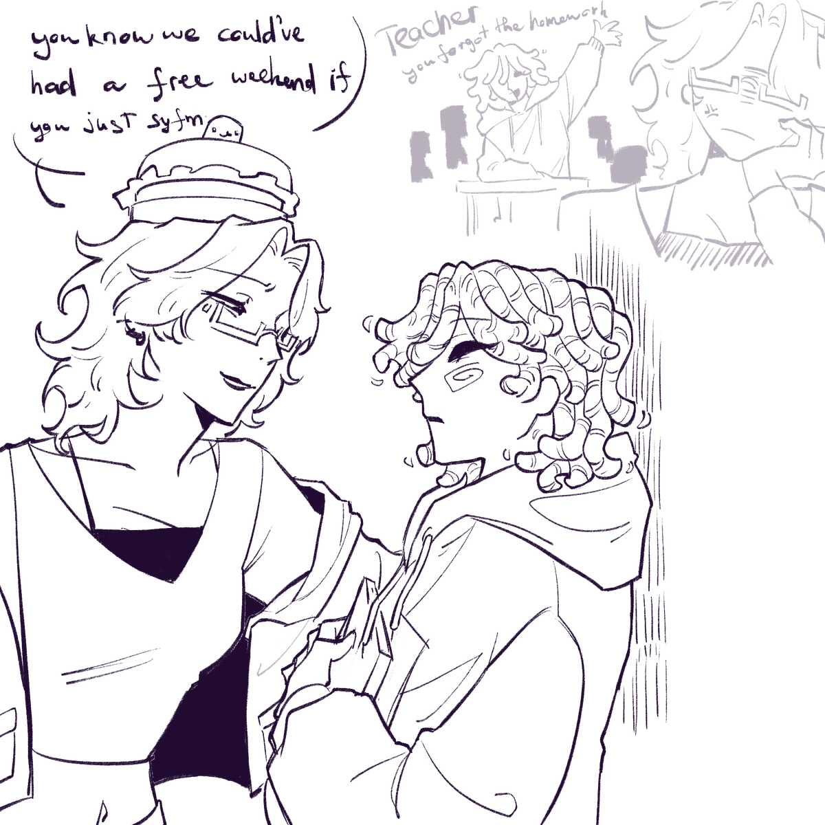 cuycuyrr's tweet image. #77noli i accidentallymade them yuri again ummmmmmmmmmmmmm bully x nerd au 
1/2