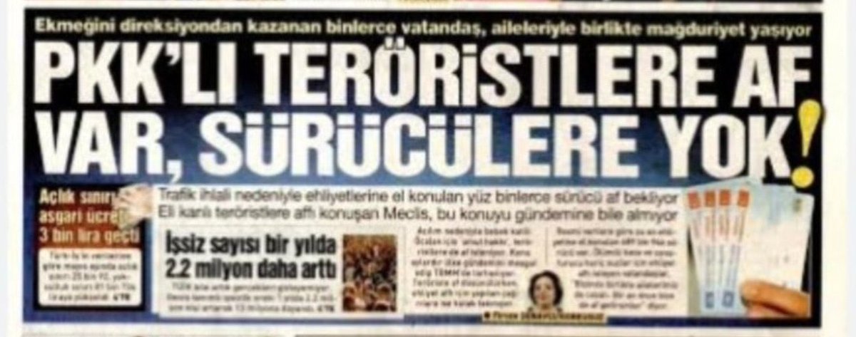 Çıkardığınız yasa ile toplumun canını çıkarmış bütün pislikleri dışarı çıkardınız. 

Çocuk tacizcileri bile bundan faydalandı.
Devletin sert yüzünü sadece şoför esnafına mı gösterebiliyor. 

#ŞoförEsnafıMüjdeBekliyor