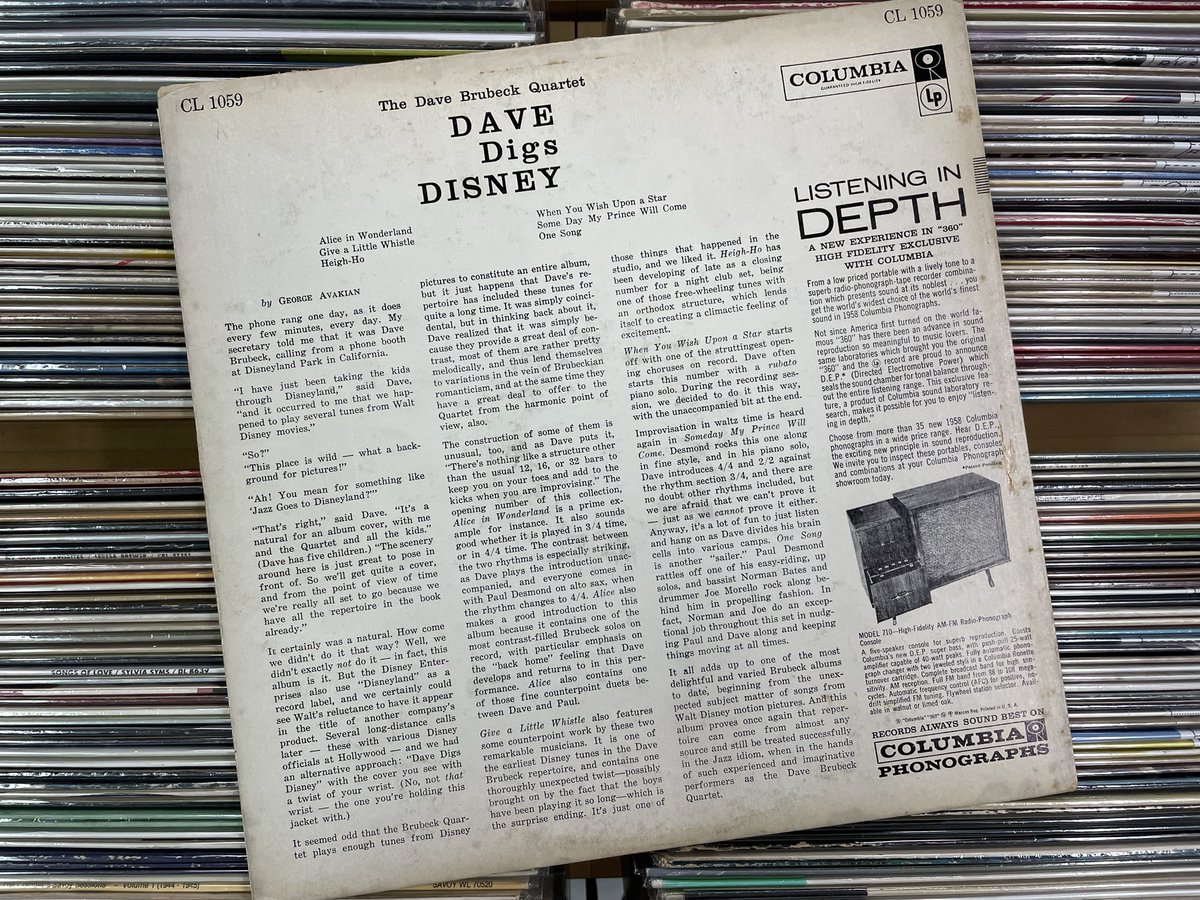 DAVE BRUBECK / DAVE DIGS DISNEY （ COLUMBIA / CL1059 / 6EYE / DG