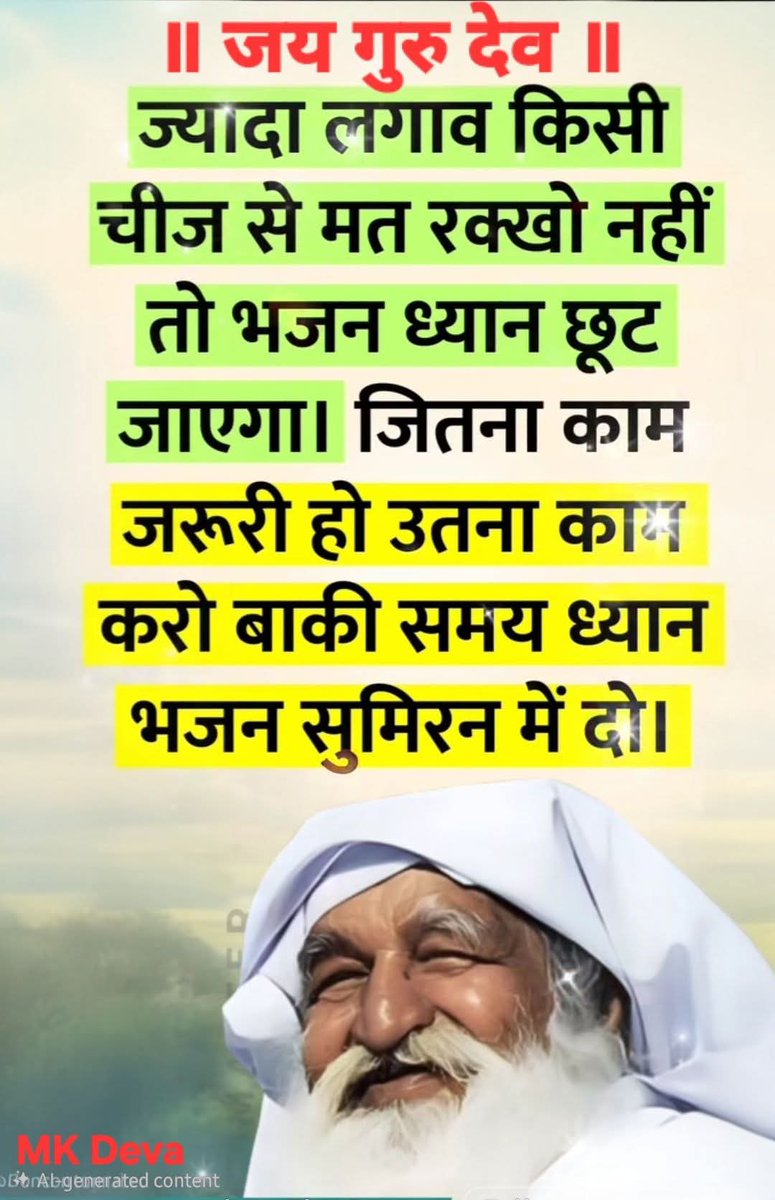 जयगुरुदेव 🙏
स्वामीजी ने कहा अगर आप परधन और परनारी से बच गये तो अगर काल भी झकोला मारेगा तो मैं देख लुंगा ।।।
Spmmumbai 
Jai Gurudev
#शाकाहार_सर्वोत्तम_आहार