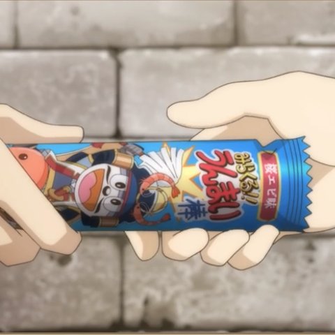 うんまい棒
TV版：コーンポタージュ味
全編後編：牛タン味
TV Edition：桜エビ味