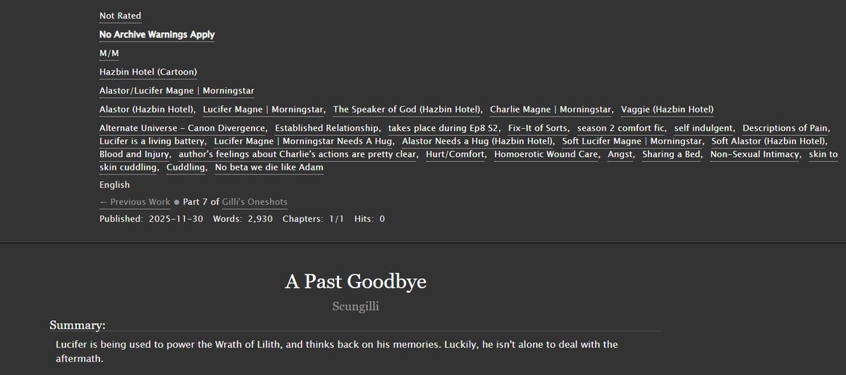 scun_gilli's tweet photo. A self indulgent fic I wrote for my birthday XD I hope you enjoy. https://t.co/hMudK3Ulh9 #radioapple #Gillifics #HazbinhotelS2 https://t.co/vV0bUX8Nv4
