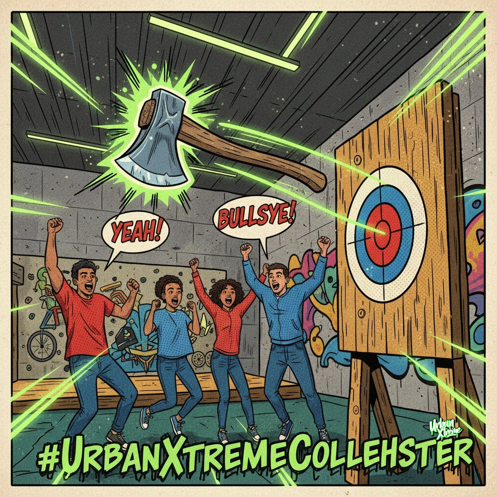 Axe throwing slots are flying fast! Don’t miss out – book direct for this weekend at Urban Xtreme. Only a handful of spots left, so rally your crew and lock in some epic bullseye action. Booking is quick, easy, and open now! #UrbanXtremeColchester