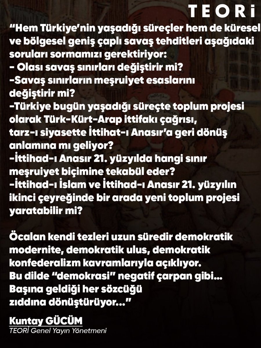 ✍️Genel Yayın Yönetmenimiz Kuntay Gücüm yazdı: 
"Bütünleşme ve İttihad-ı Anasır Tartışmaları"

🔗Okumak için: teoridergisi.com/index.php/butu…