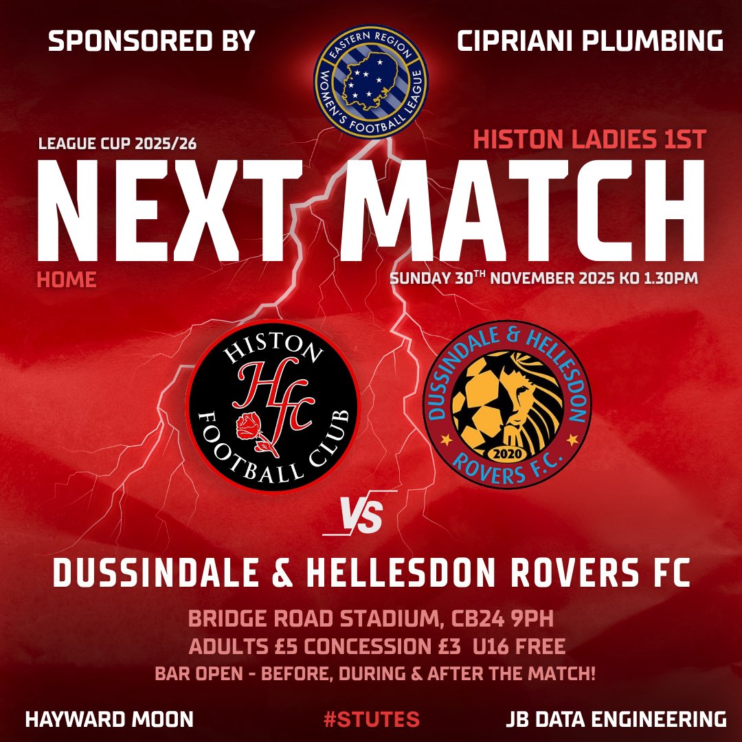 📲 New for Histon Ladies matchdays!

Introducing our Digital Matchday Programme — stats, team news, message from the boss, opposition insight &amp; everything you need to be a proper fan.

All in one place. All on your phone. 💙

tinyurl.com/HistonLadies-3…

#UpTheStutes #HistonLadies