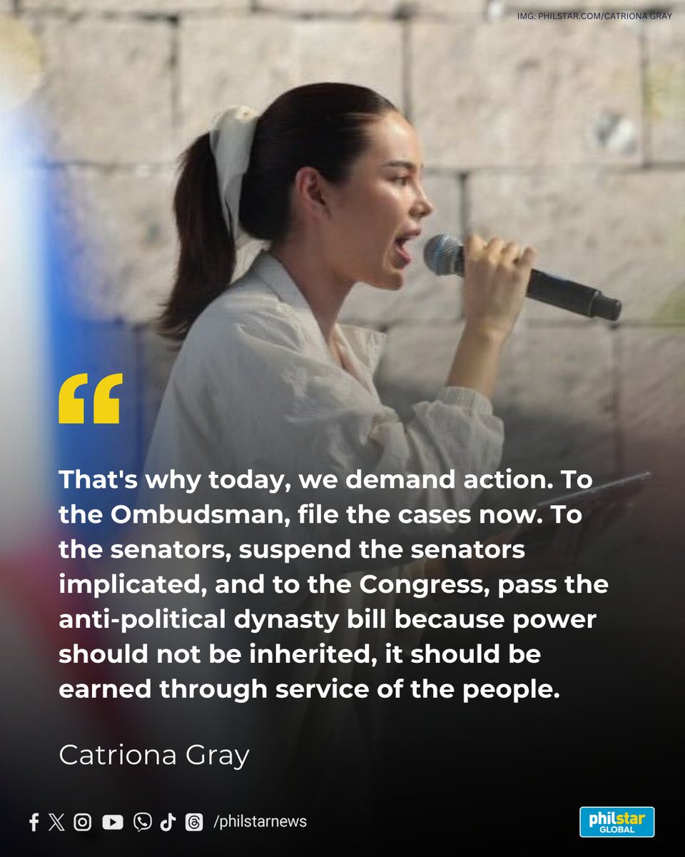 PhilstarNews's tweet image. THE QUEEN HAS SPOKEN

Miss Universe 2018 Catriona Gray, admired by Filipinos for her intelligence and advocacy, joined the “Trillion Peso March” at the EDSA People Power Monument in Quezon City on Sunday, calling for swift action on corruption.

She urged the Ombudsman to file…