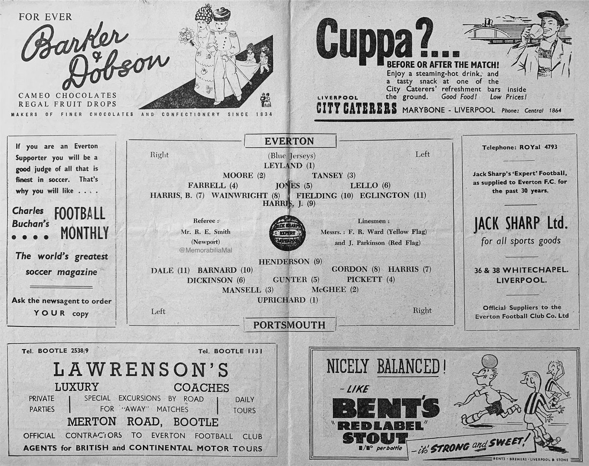 MemorabiliaMal's tweet image. Everton 2 Portsmouth 2
Div1 10/11/56 Att.37,406
#EFC #Pompey