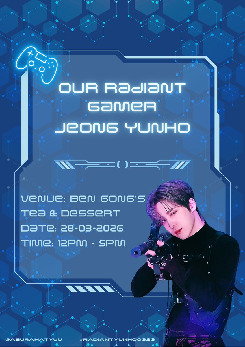 aburahatyuu's tweet image. Atiny!

Let&apos;s have a game time with our radiant boy🎮

📍Ben Gong&apos;s Tea &amp;amp; Dessert @ Lalaport
🗓️ 28-03-2026
⌚ 12pm - 5pm

See you soon 💓

#radiantyunho0323
