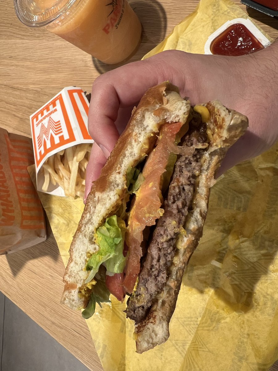 Finally made it to a Whataburger.  It’s fine, not the greatest burger I’ve ever had.  Something I could have heated up from my grocer’s freezer. The spicy ketchup for the fries is really succulent, though.