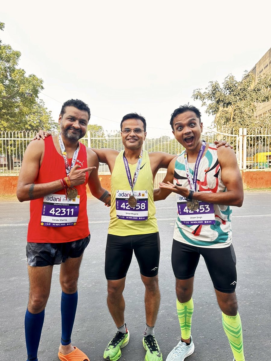 i_the_sanjay's tweet photo. Not a personal best, but Comeback run after severe injury ..body tested, mind passed
Today was about proving I’m back..
#JaiShriRam #JayBajrangbali
#run #SundayMorning #marathon #adanimarathon #nikealphafly #garmin #RRRSQUAD #Ahmedabad #roadrunning #sundayvibes #marathoner https://t.co/b9hm1GSHTM