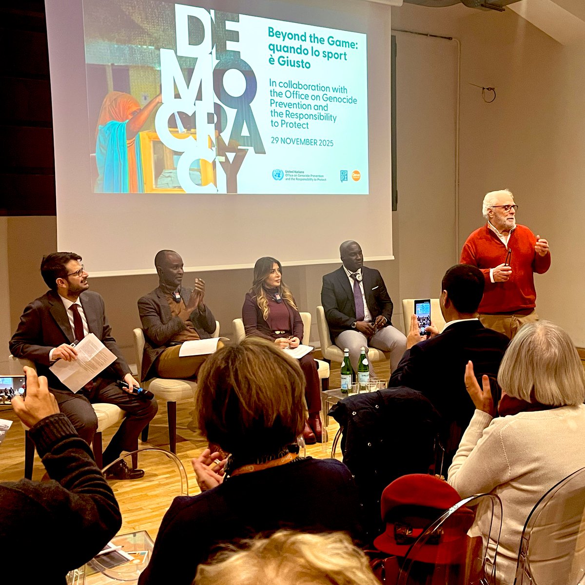 UNOSAPG's tweet image. The high-level panel stressed unique role of sport in fostering peaceful &amp;amp; just societies, whilst countering #hatespeech &amp;amp; incitement to violence, with particular focus on African sports experiences. 

Special guests from inclusive club Bresso4 shared how they use #SportsForGood.