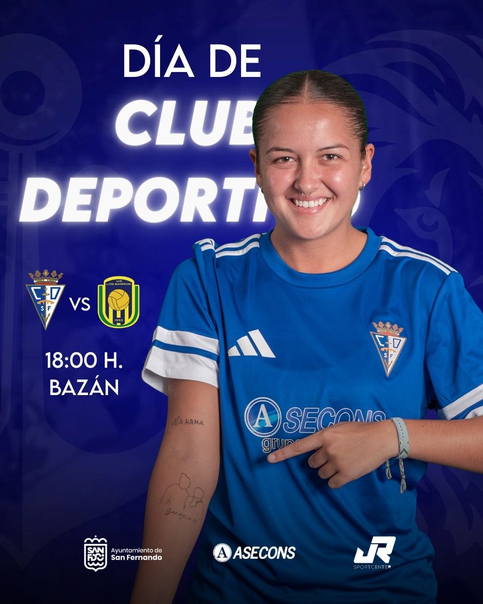 💙 ¡Hoy es 𝑫𝒊́𝒂 𝒅𝒆 𝑪𝒍𝒖𝒃 𝑫𝒆𝒑𝒐𝒓𝒕𝒊𝒗𝒐! 

🆚 UD Los Barrios
🕚 18:00 h. 
🏟️ Municipal Bazán
📅 Jornada 7

🦁 ¡A por otro triunfo para cerrar la primera vuelta, azulinas! 

#CDSFemenino