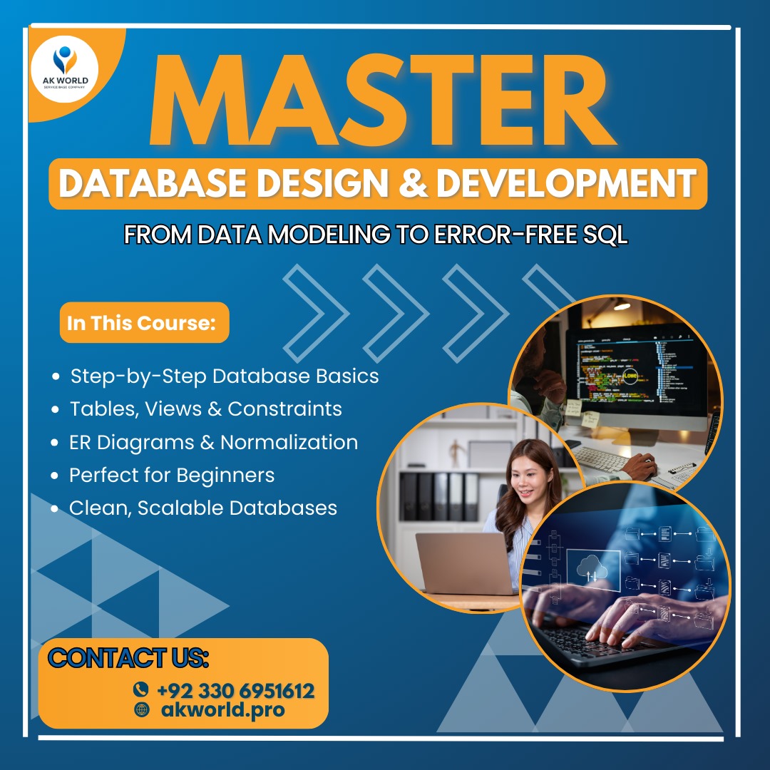 akworldservice's tweet image. Database And Development Course | AK World

📞 Contact Us:
WhatsApp: +92 330 6951612
Website: akworld.pro

#akworld #DatabaseDesign #DatabaseDevelopment