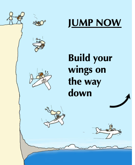 ExponentiallyBe's tweet photo. My beloved guy

You're not waiting for knowledge
for permission
or the right time

You're waiting for the courage to stop waiting.

The resources you think you lack - the time, the money, the connections, the credentials - none of those are real constraints and most are elaborate permission slips you've assumed you need before you can begin.

HAHAHAHA What!? Why? You funny old goose.
Does assuming you need those things help you?

If the constraint disappeared tomorrow, would you actually start? Or would you find another constraint behind it?

I sincerely want you to WIN.
That's why I have to tell you
The permission you're waiting for isn't coming.

Because it's yours to give. So give it now.

Scary. Yeah. You're naked.
Unskilled, unprepared, un-resourced.
You're not ready. No one was ready. 

You're standing at the edge of your own life, waiting for someone official to tell you it's okay to jump. No one is coming. The people who built the things you admire didn't wait for the tap on the shoulder. They fucking jumped. Started, badly, without the resources they thought they needed. Sometimes with someone trying to hold them back.

You're just like them. You remind me of them.

You already have what you need to begin. You're just about to start. Stop caring what anyone says you need. Jump.

Enjoy the flight.