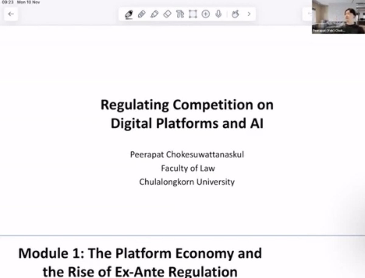 lawcunotslave's tweet photo. เลคเชอร์ "Regulating Competition on Digital Platforms and AI"

โดย ผศ.ดร.พีรพัฒ โชคสุวัฒนสกุล
ผู้สอนรายวิชา Competition Law and Policy หลักสูตรอินเตอร์ #LLBel 
คณะนิติศาสตร์ จุฬาฯ

📌 คลิปเต็ม https://t.co/d5zRJnXiui https://t.co/fmz41P6xB0