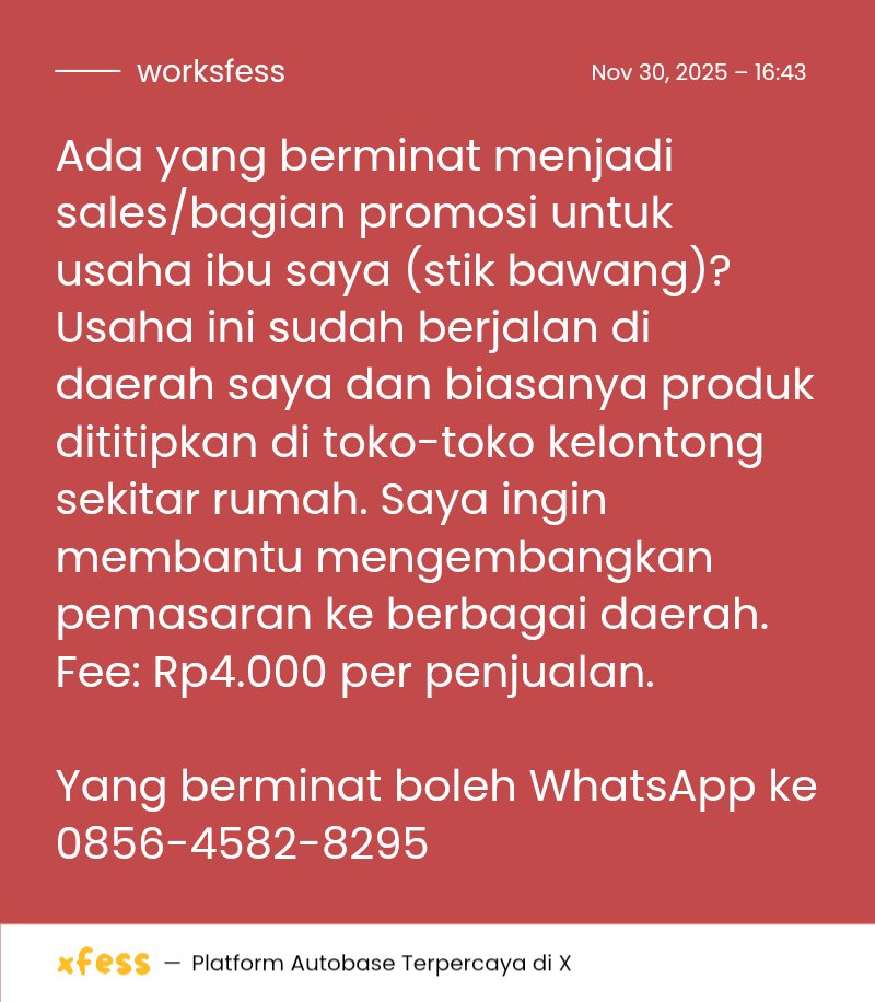 worksfess's tweet image. Work! open loker wfh, dicari yang benar-benar serius, excited dalam bekerja.