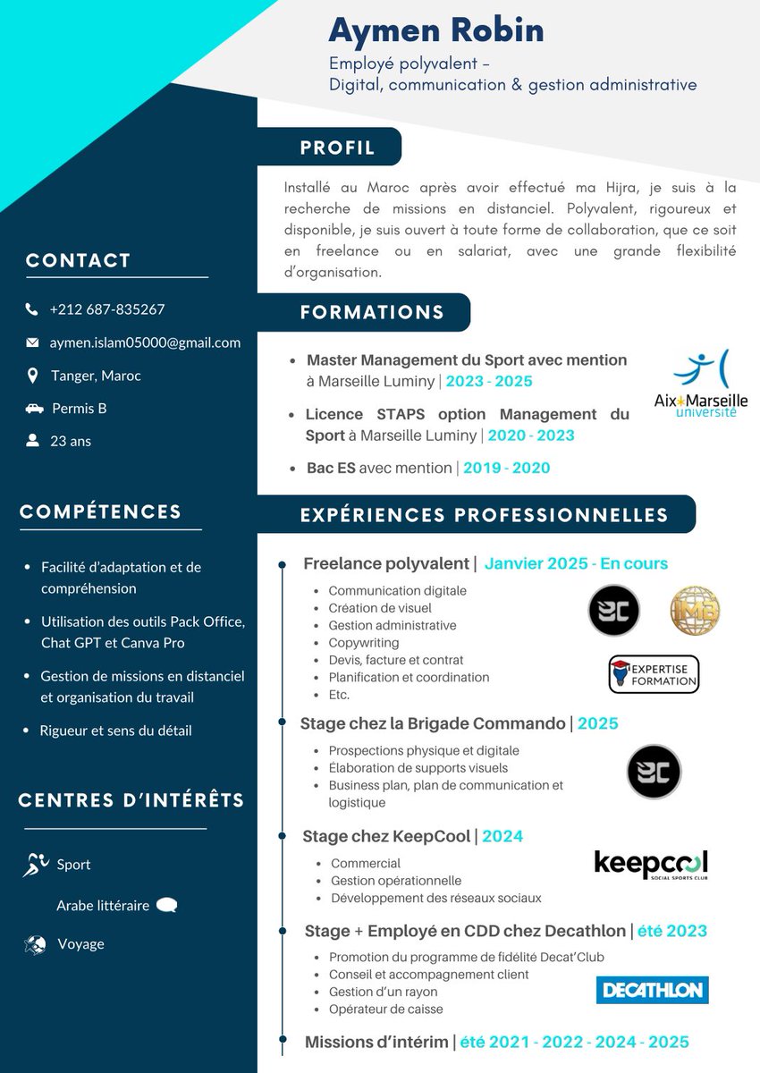 oummahconnexion's tweet image. 🚨 UN FRÈRE RECHERCHE UN TRAVAIL OU DES MISSIONS POUR SA RÉCENTE HIJRA 🚨

✨ Like et RT apprécié pour aider le frère dans sa Hijra ✨

Assalamu aleykoum wa rahmetoullah wa barakaatouh,

J’espère que vous allez bien, 

Suite à ma récente Hijra au Maroc, je suis actuellement à la…