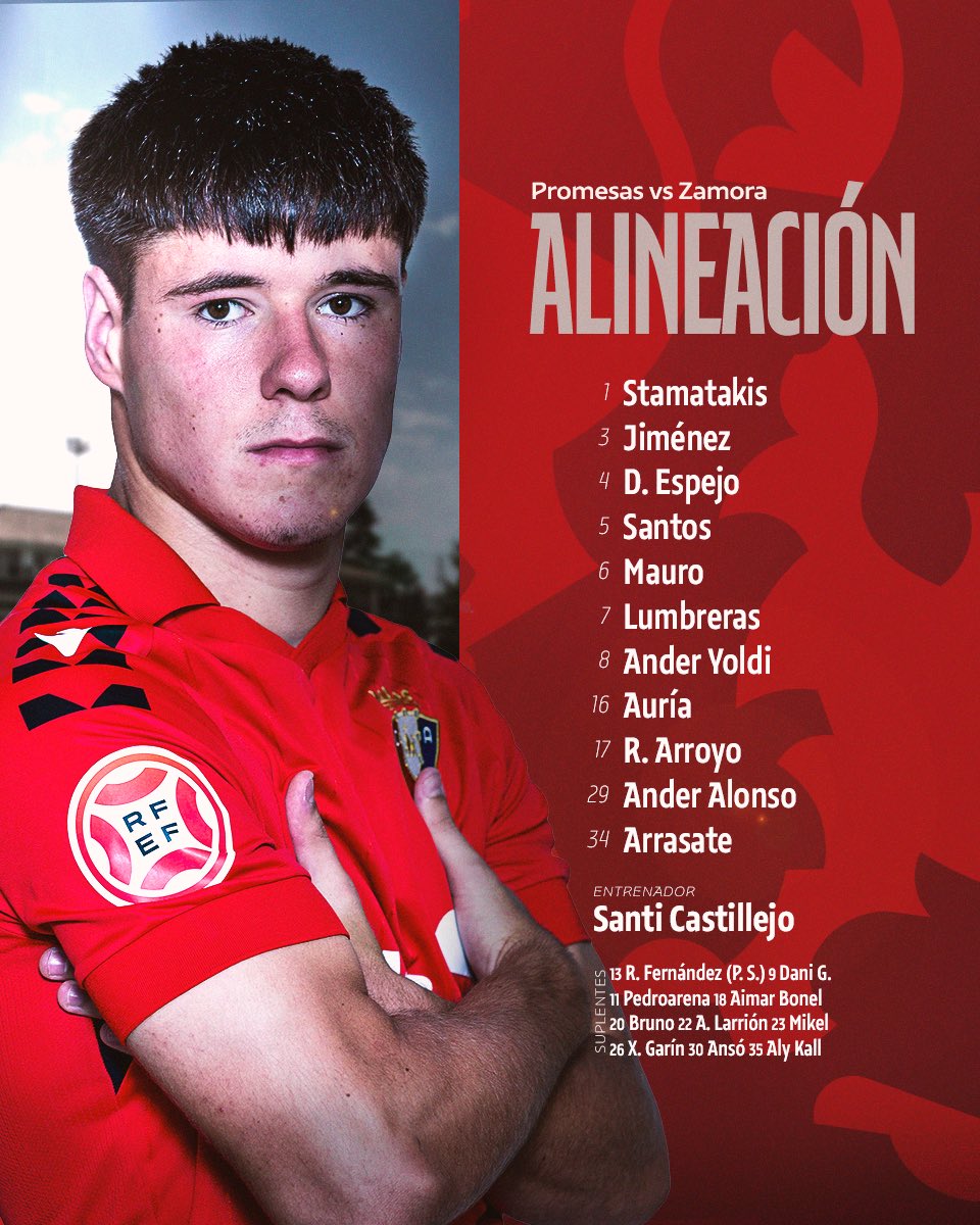 Osasuna_Tajonar's tweet image. 📍 ALINEACIÓN 

#OsasunaPromesasZamoraCF