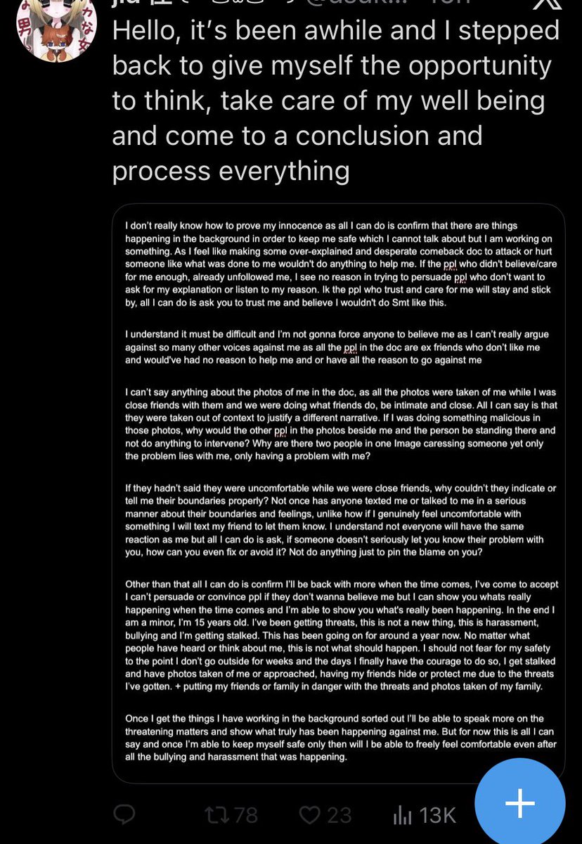 asukaexpose's tweet photo. Last post abt ts:
Whoever thinks this freshly 15 year old is innocent can go fuck themselves. There's clear proof about the assault, screenshots of her concerning behaviour to younger kids around 5-10 and even her relatives.

Not a single apology was written in that paragraph. https://t.co/dLGsafO9tE
