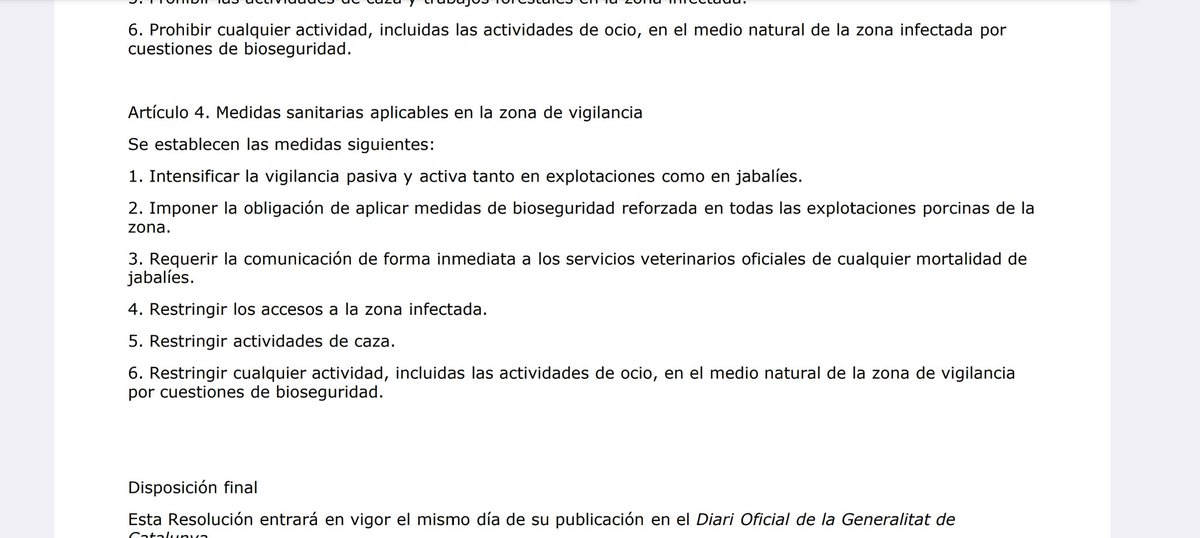 Ens van fer parar bojos amb la EsAlert del 6/11 per inconcreta.
Ara amb la febre porcina repeteixen inconcreció.
És per evitar fer un Mazón i tirar la responsabilitat als Ajuntaments?
Ens podeu dir què significa "restricció d'altres activitats que puguin perjudicar el control"?