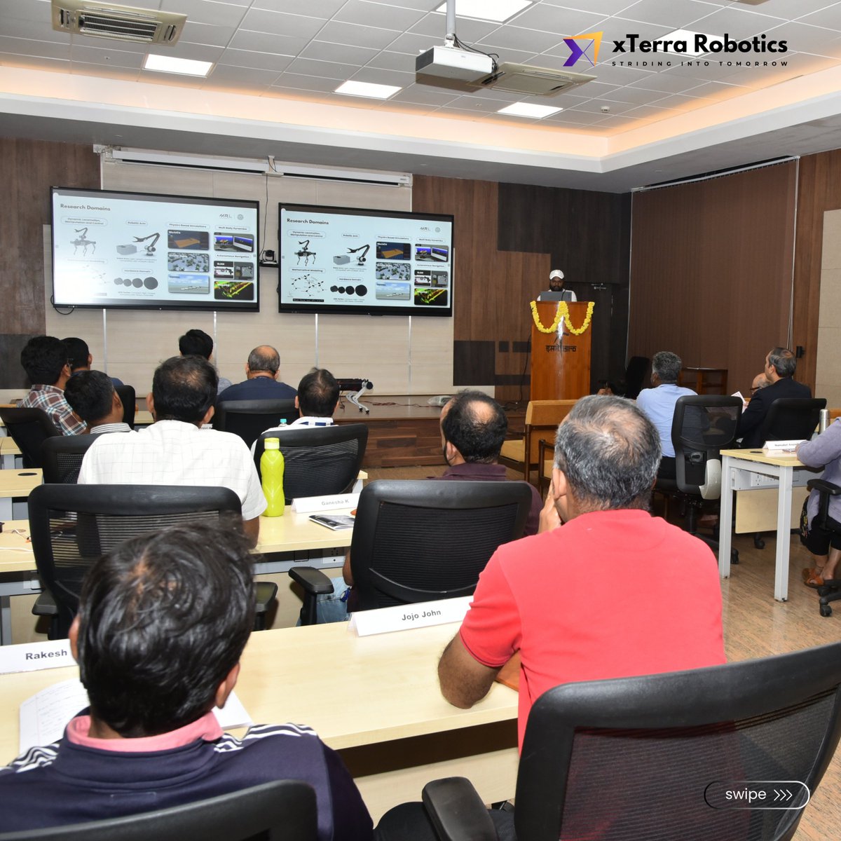xTerraRobotics's tweet image. Deepest gratitude to U R Rao Satellite Centre (URSC), ISRO(@isro ), Bengaluru for the privilege to contribute to India’s space journey!
Our CTO (Hardware) Avinash Bhashkar delivered an impactful session on &quot;Quadruped Robot Design for Uneven Terrains&quot; with a live robot demo.