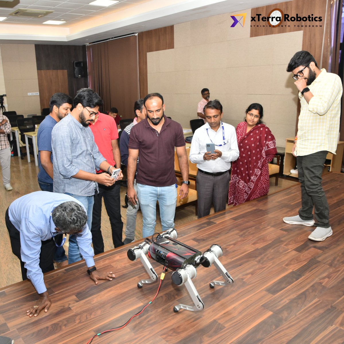 xTerraRobotics's tweet image. Deepest gratitude to U R Rao Satellite Centre (URSC), ISRO(@isro ), Bengaluru for the privilege to contribute to India’s space journey!
Our CTO (Hardware) Avinash Bhashkar delivered an impactful session on &quot;Quadruped Robot Design for Uneven Terrains&quot; with a live robot demo.
