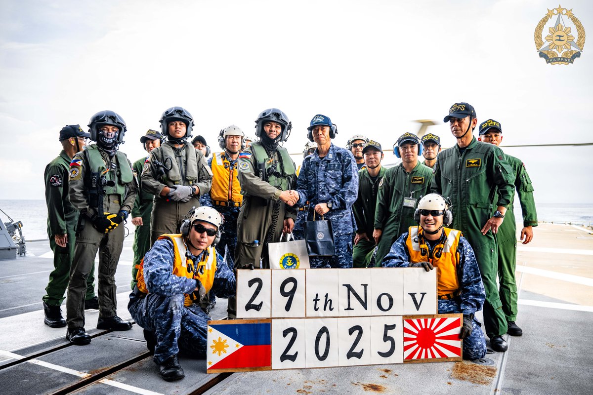TeamAFP's tweet image. PH, Japan Hold 3rd Maritime Cooperative Activity to Foster Defense Cooperation

The Armed Forces of the Philippines (AFP) and the Japan Maritime Self-Defense Force (JMSDF) carried out the 3rd PH–JPN Bilateral Maritime Cooperative Activity (MCA) on 29 November 2025 in the West…
