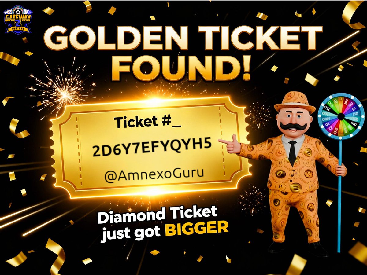Another hunter hunted a Golden Ticket down.
Well done, legend! <a href="/AmnexoGuru/">amnexo guru</a> 

The Diamond Ticket just got BIGGER again.

Still hunting? Keep your eyes open, more codes are hiding in plain sight… 👀

#MervsDiamondTicketHunt #GoldenTicket <a href="/Gateway2Fortune/">Gateway2Fortune</a> #Web3Gaming