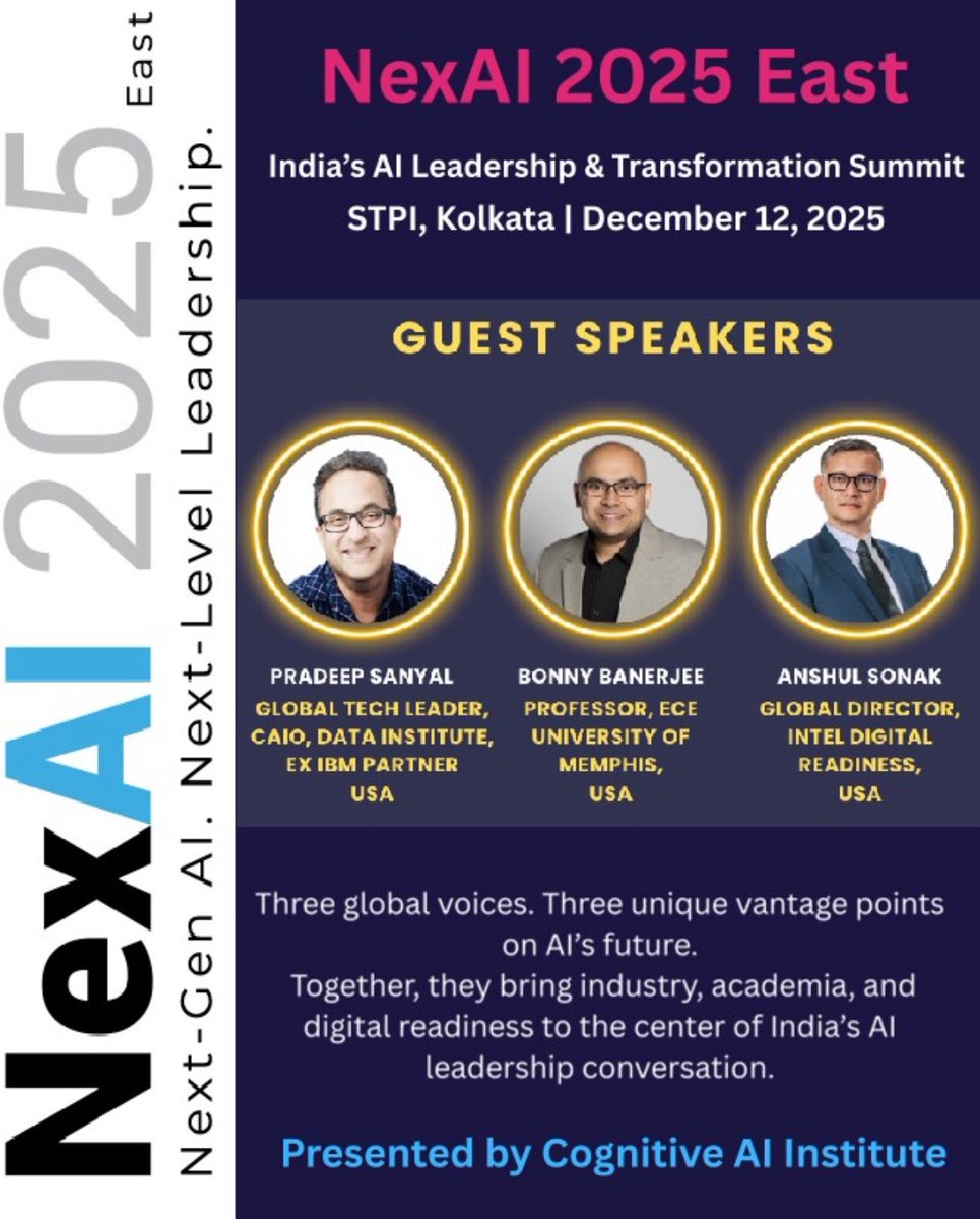 sumeyyekubradgl's tweet photo. At NexAI 2025 East, we’re bringing global research perspectives into the conversation on AI in Education &amp; Research — a space that is evolving faster than most institutions can adapt.

#Kolkata #India #AIED #AI 
#EğitimdeYapayZeka https://t.co/Mo8TeDrYlb