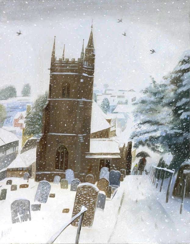 Have a super Sunday everyone🙋‍♀️💜🕊
#FirstSundayOfAdvent
 
Village Church in Snow ~ Nicholas Hely Hutchinson