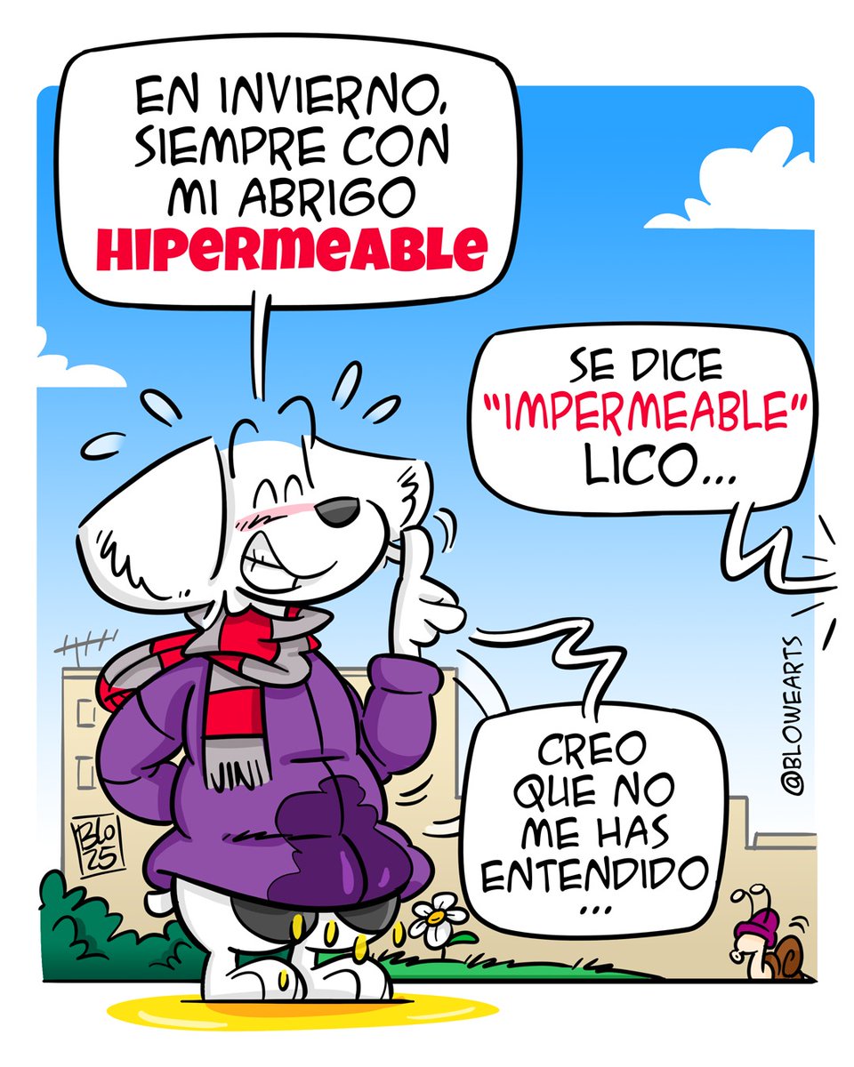 A ver, un "fallito" lo tiene cualquiera 😅... Que sea IMPERMEABLE por si también es HIPERMEABLE 😅😅😅

#Blowearts #LicoElPerro #Humor #comics #Risa #Perro #Ilustracion #Dibujo
