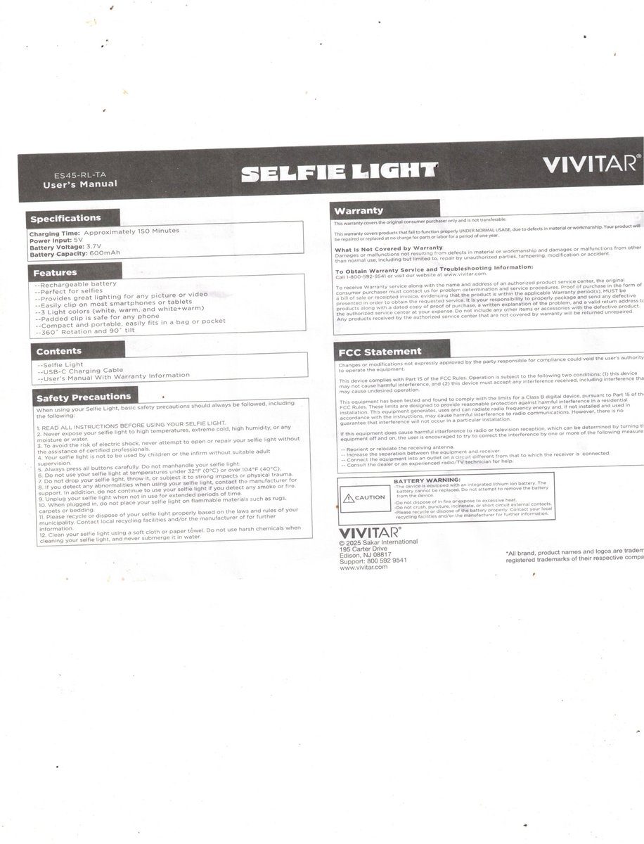 Kevin_Baris's tweet image. Vivitar selfie light user manual #usermanual