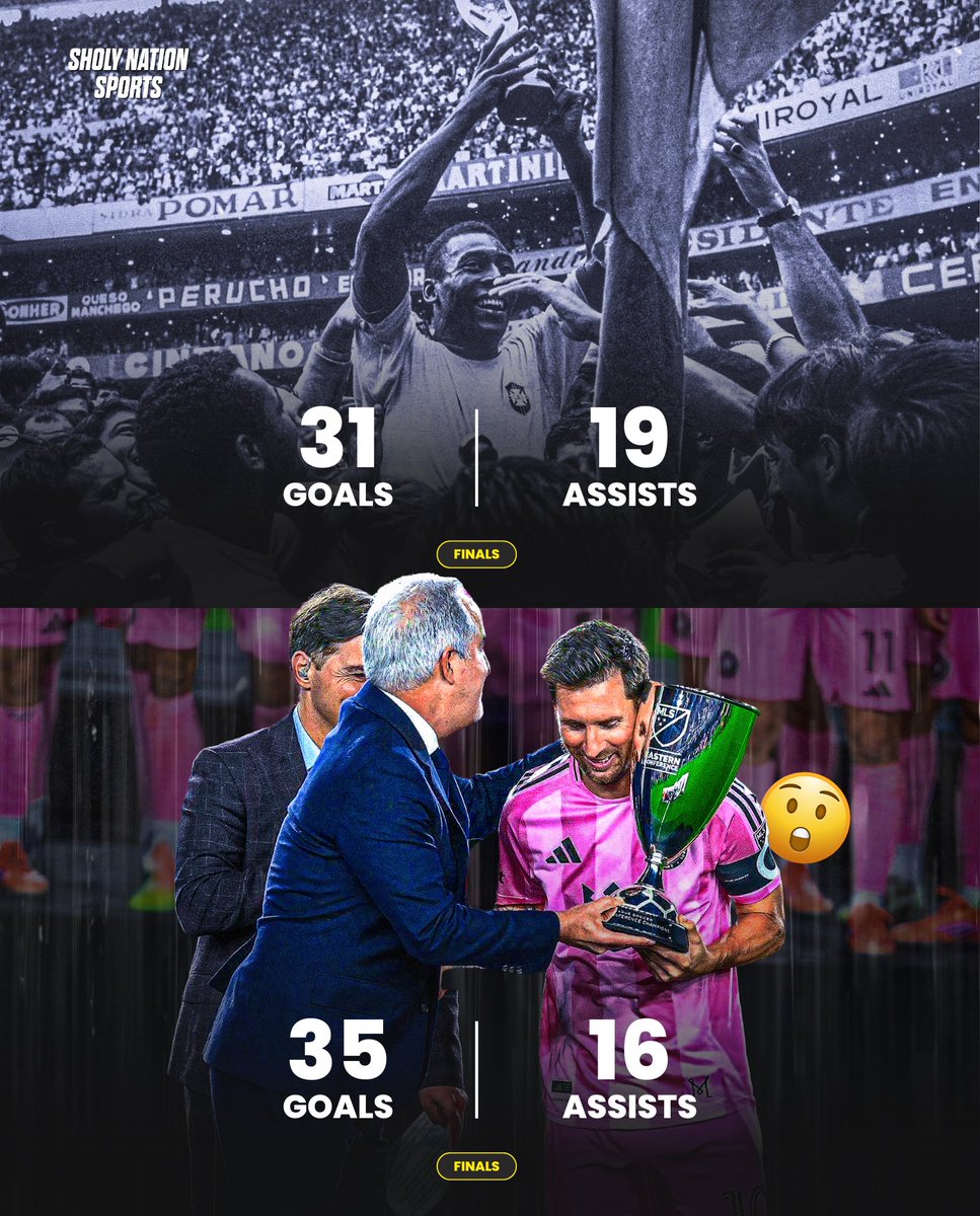 Sholynationsp's tweet image. 📊 Most G/A in finals:

🇦🇷 Messi: 51 
🇧🇷 Pele: 50 

GOATs! 🐐🐐