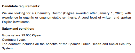 RSEQUIMICA's tweet photo. 🔊Posdoctoral research position in HOMCAT
Universidad de Valencia
🗓️ Fecha límite/Deadline: The selection process ends once a candidate is selected
#PostdoctoralPosition
➡️https://t.co/edXVa2OfGQ https://t.co/Hjt6QFXGYV