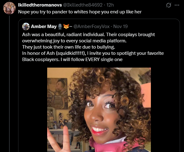 zxnoshima's tweet image. Y'all wanna talk about pro-black, it's niggas in #TheCommunity using a black woman's suicide to talk shit and transphobia being thrown at me.

These not even the only ones. Amongst the sea it's black people saying anime niggas ( you included btw ) all pander to white people, +