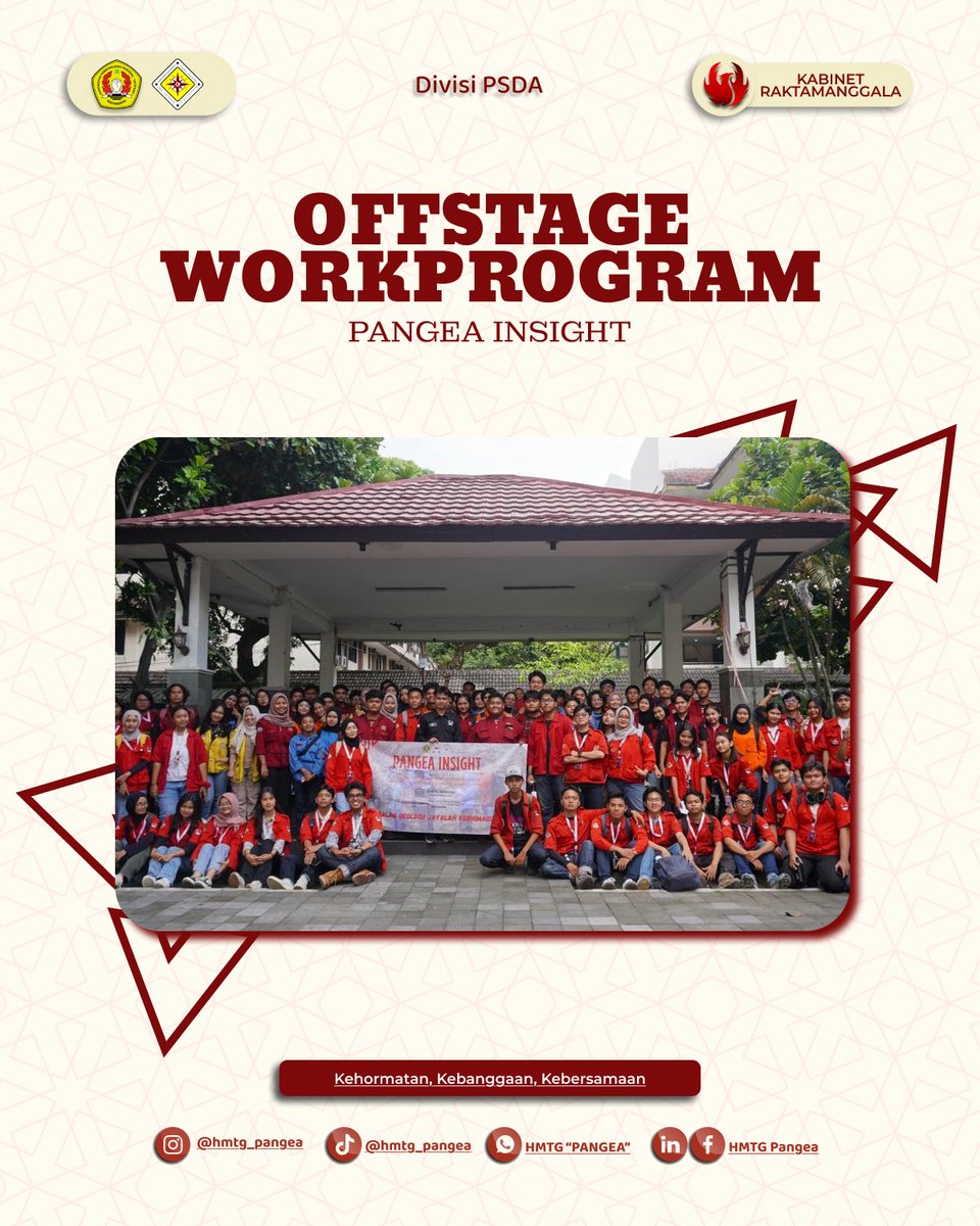 [Offstage Workprogram]

instagram.com/p/DRi4UByEjDL/…

Salam Pangeaku!

Apresiasi setinggi-tingginya kepada anggota himpunan yang menjadi bagian dari BPH serta seluruh jajaran staff Pangea Insight 2025!

Salam,
HMTG "Pangea"
Kabinet Raktamanggala