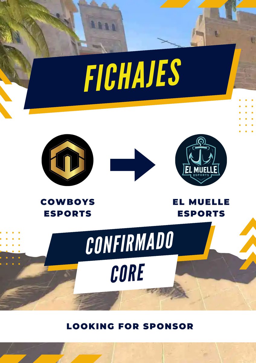 ✍️X9NIUM FICHA AL CORE DE COWBOYS✍️

El caster y creador de contenido <a href="/x9nium/">Pedro "x9nium" Gómez</a> acaba de dar el salto definitivo al competitivo: fundará su propio club, <a href="/ElMuelleEsports/">EL Muelle eSports</a>.

Y no llega con pasos pequeños, ha poacheado y asegurado el fichaje del core <a href="/IbaiTorre/">Ibai Torre</a>, <a href="/zeiTgg/">zeiT</a> y