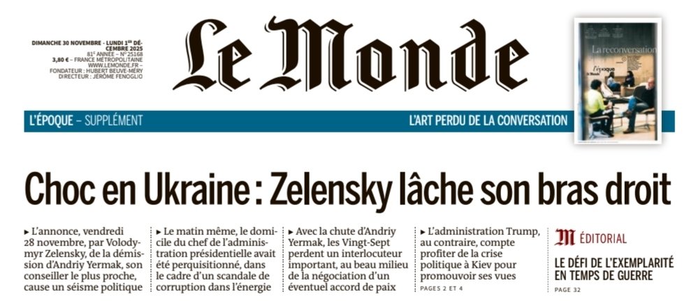 dbelemlopes's tweet image. Braço direito de Zelensky é demitido após ser pego em esquema de corrupção na Ucrânia