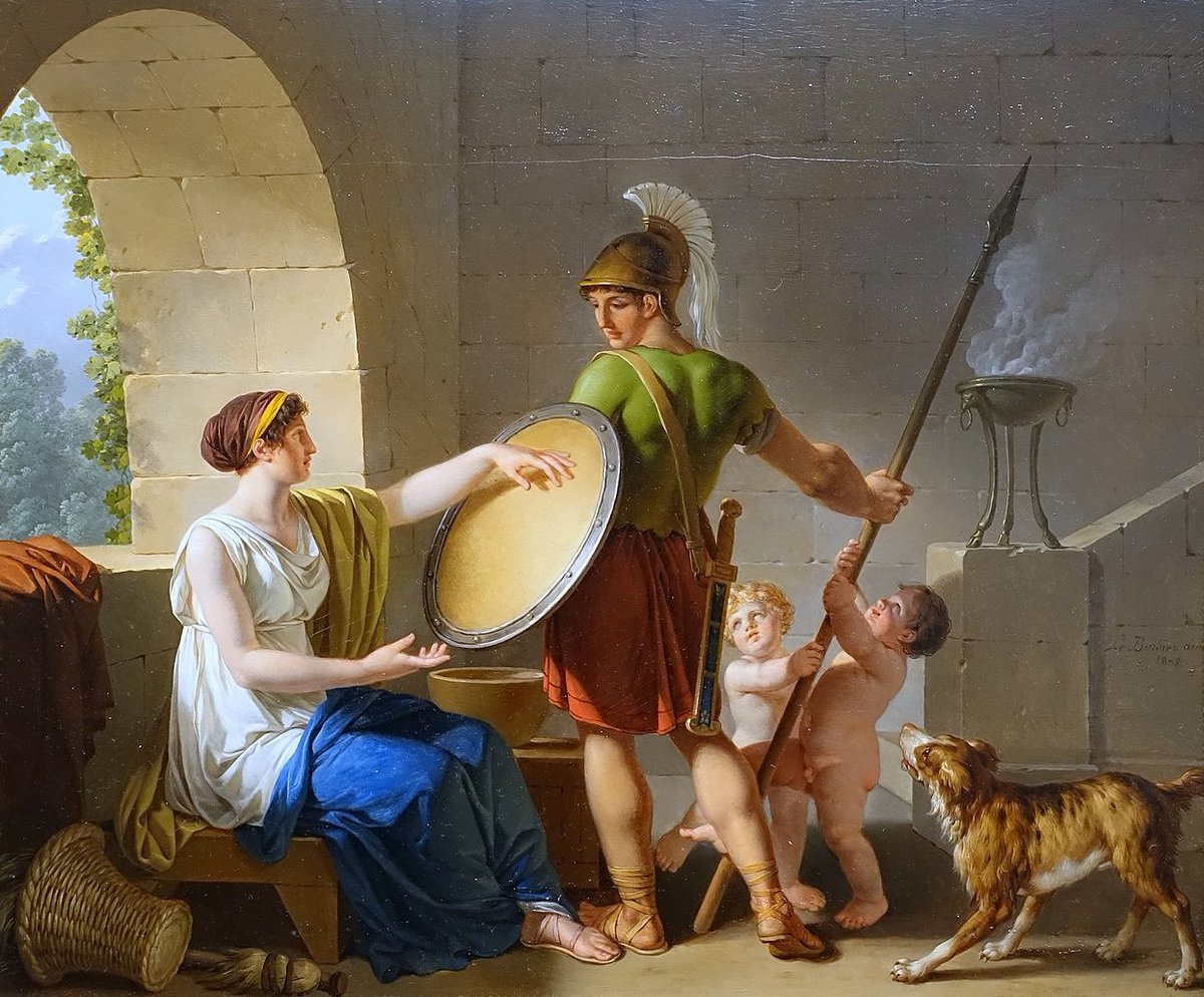 A Spartan Women Giving a Shield to Her Son